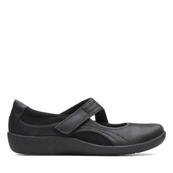 Clarks Womens Sillian Bella Flat Shoes Black | USA-7804962